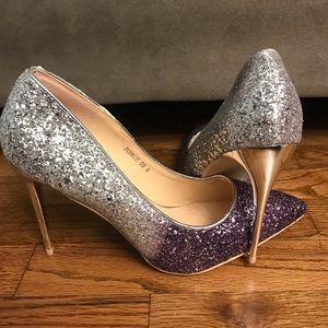 Mila Lady Silver and Purple Glitter Ombré Heels